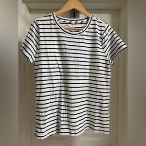J.Crew Girlfriend Striped Crewneck Tee | L | White/Navy